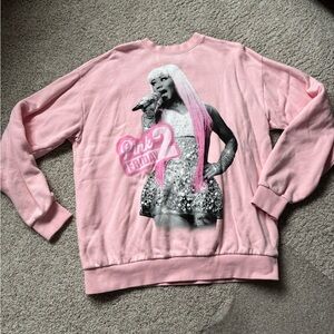 Nicki Minaj Pink Graphic Pullover Crewneck Sweatshirt L Large Cotton